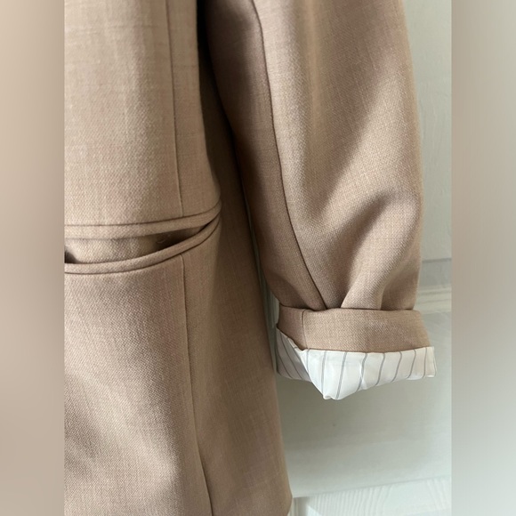 Anthropologie/Maeve Double Breasted Oversized Blazer Tan Size 4 - Picture 5 of 8
